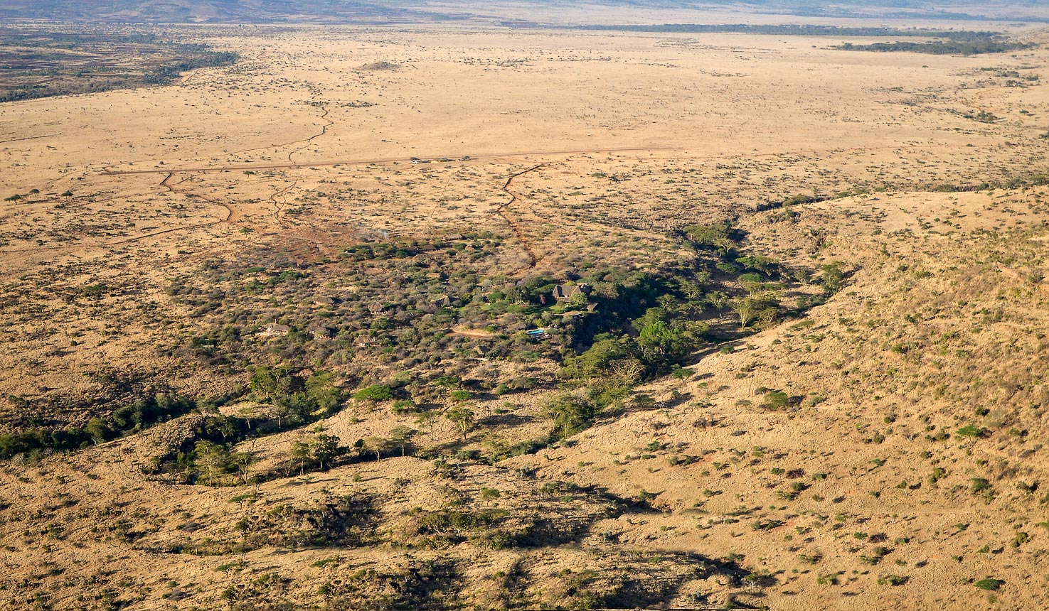 Birdseye view of Lewa Wilderness bush homes